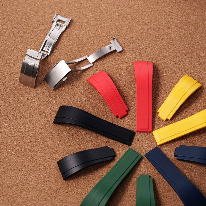 Cut-to-Size TPU Rubber Watch Band 20mm 22mm Buckle Optional