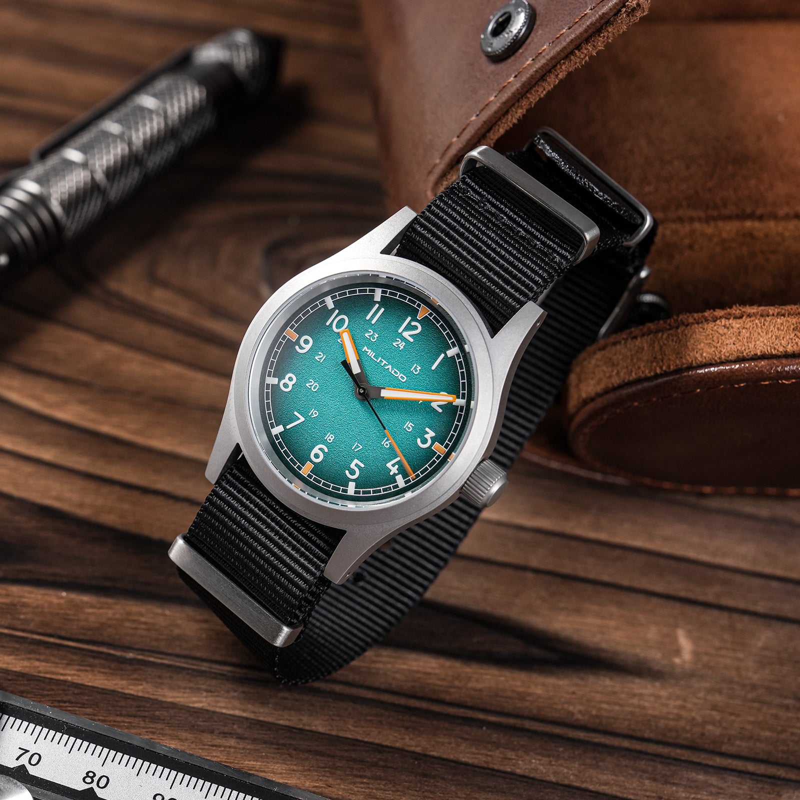 💥New Released💥Militado 38mm Military Watch VH31 Sweeping Hand Movt Watch ML24