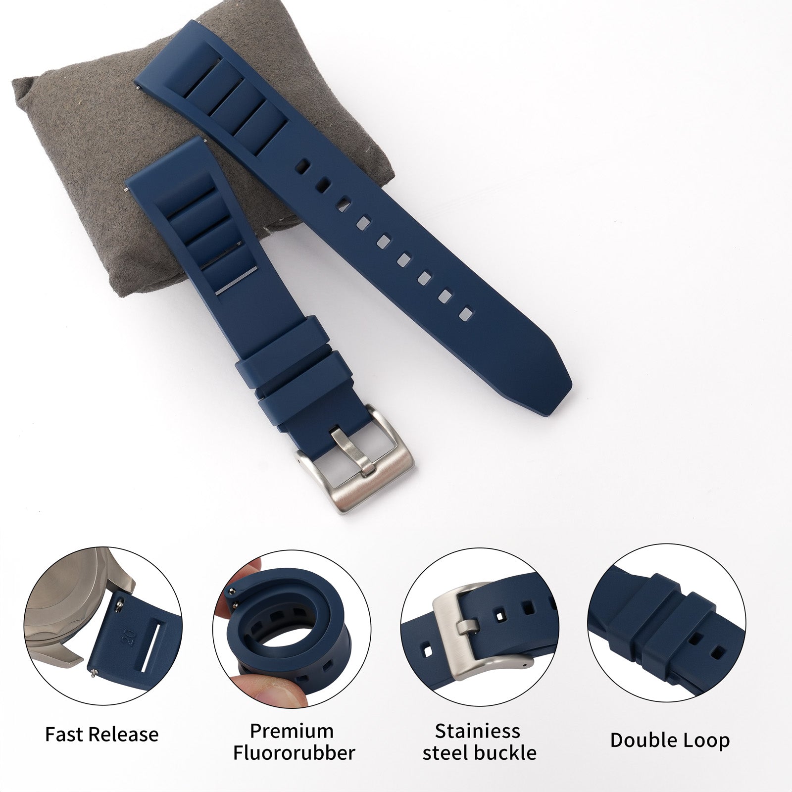 FKM Watch Band Rubber Strap 20mm 22mm