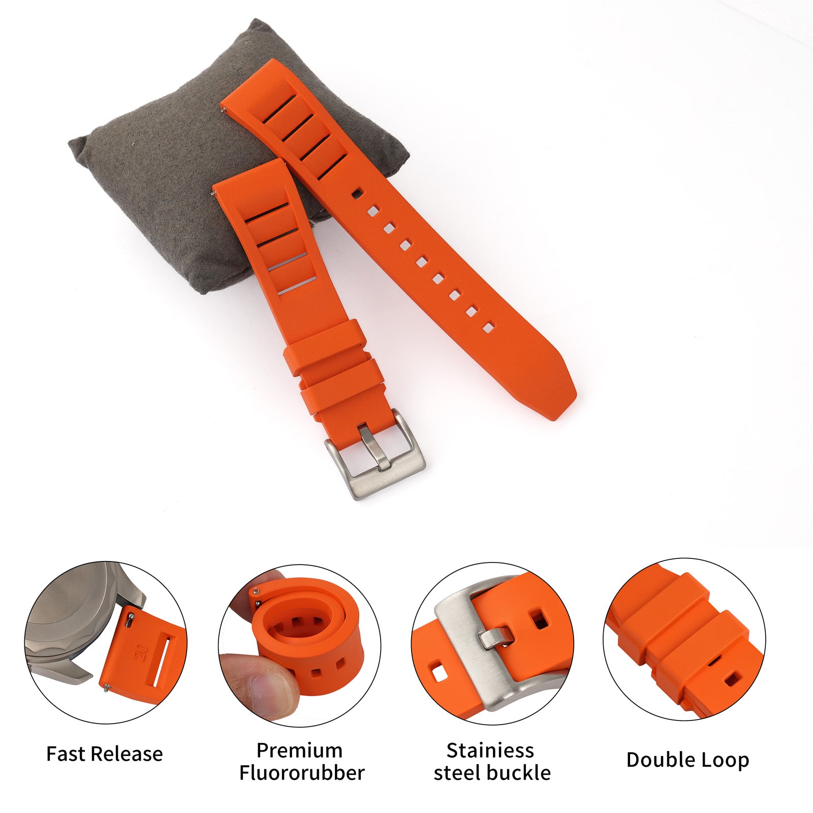 FKM Watch Band Rubber Strap 20mm 22mm