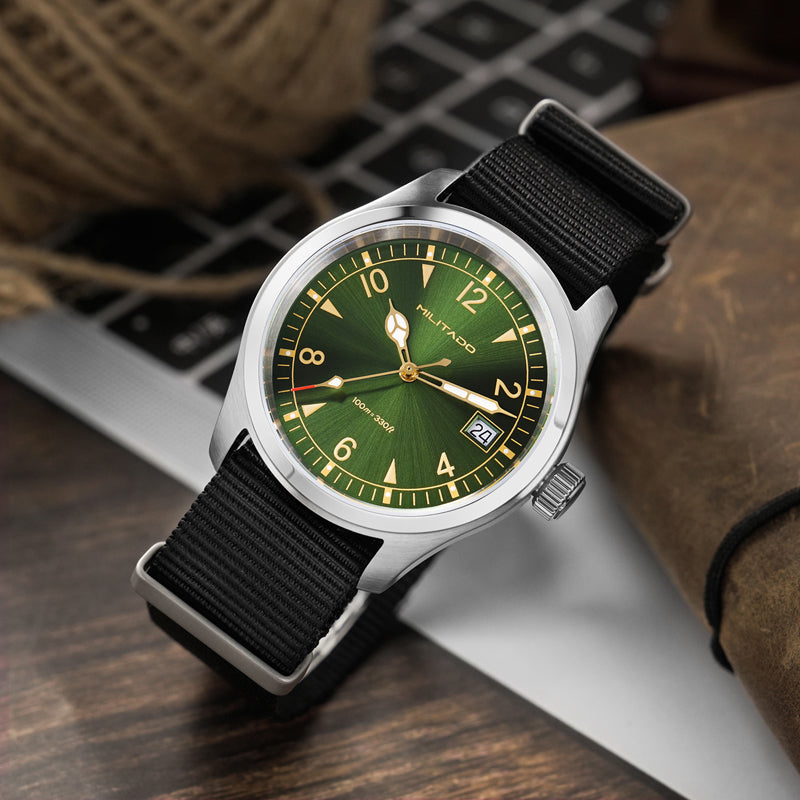 Militado 36 mm Reloj de campo de cuarzo D12 - Agujas tipo lápiz