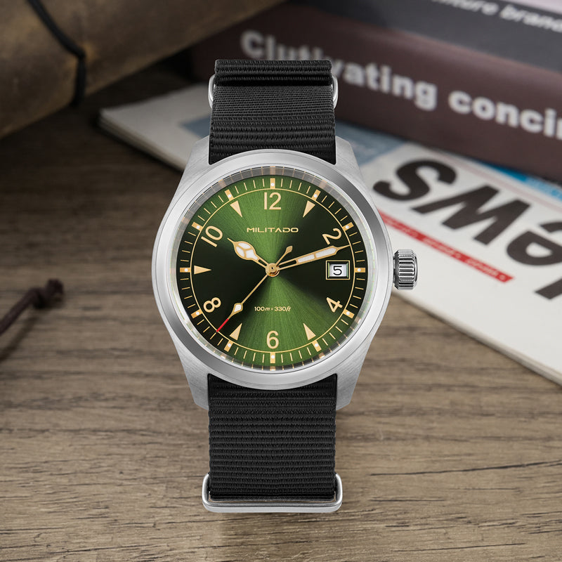 Militado 36 mm Reloj de campo de cuarzo D12 - Agujas tipo lápiz