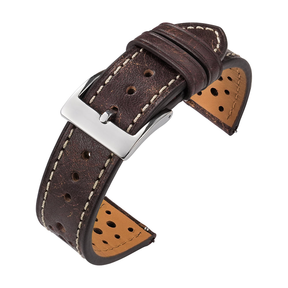 Vintage Premium Leather Perforated Watch Strap Cowhide Watch Band 20mm