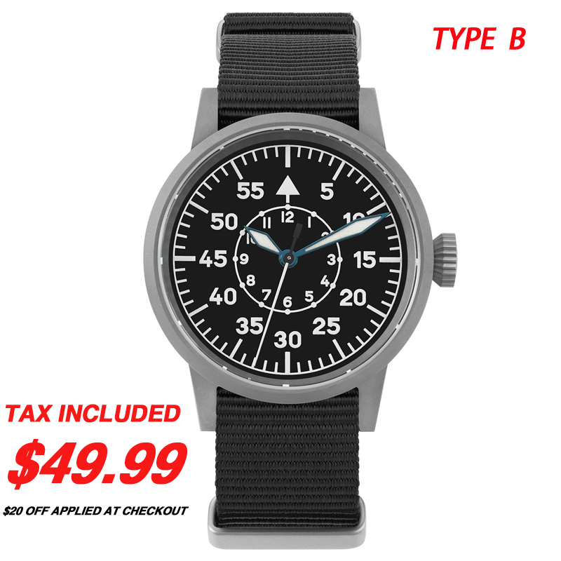 Militado 37mm Sapphire Crystal Retro Flieger Pilot Watch ML10 V2