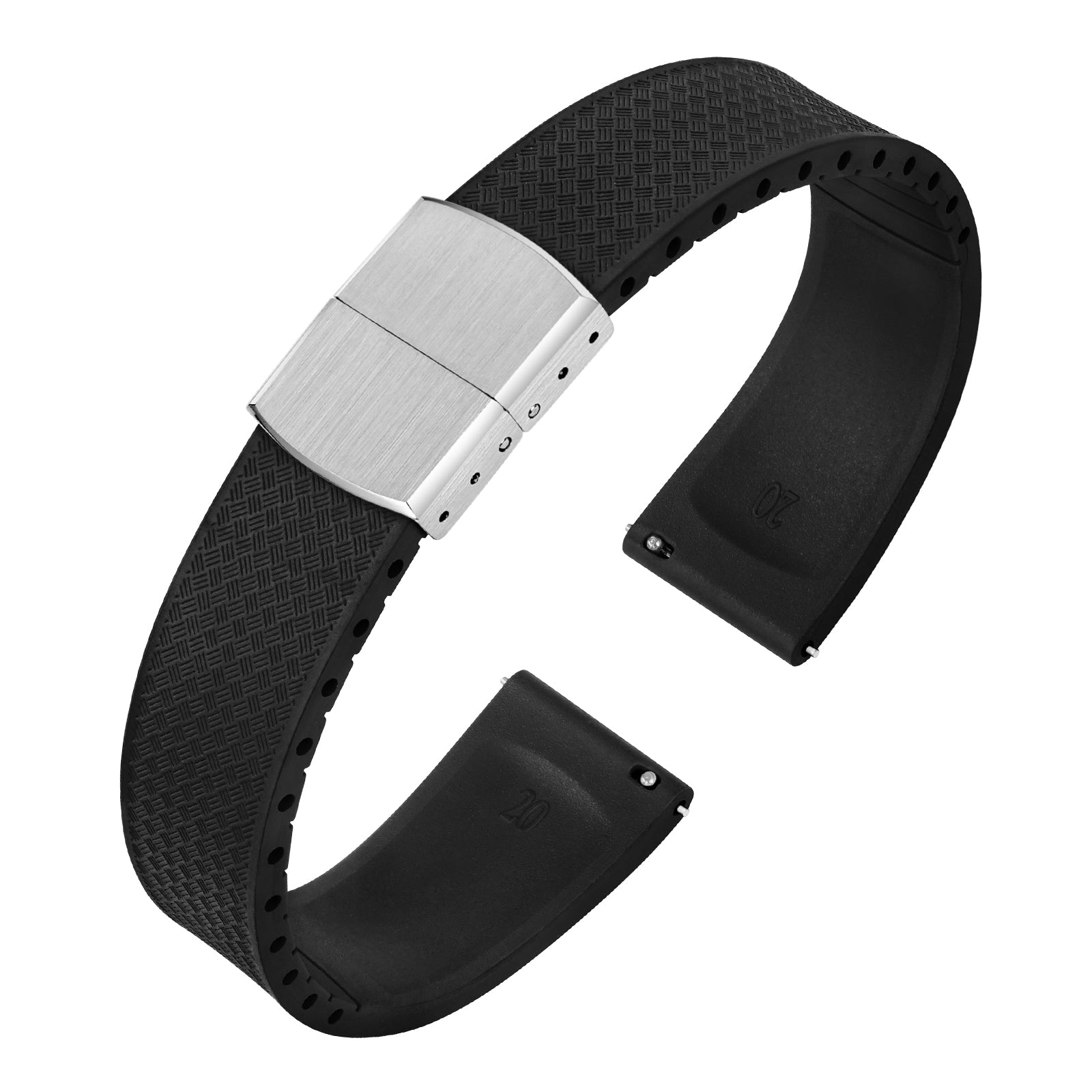 Premium-Grade FKM Rubber Watchband Cut-To-Size Rubber Strap 20mm 22mm