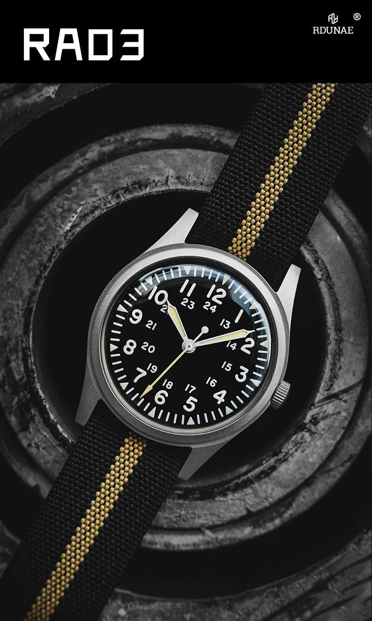 ★Black Friday★RDUNAE Retro Military 34.5mm Men Watch