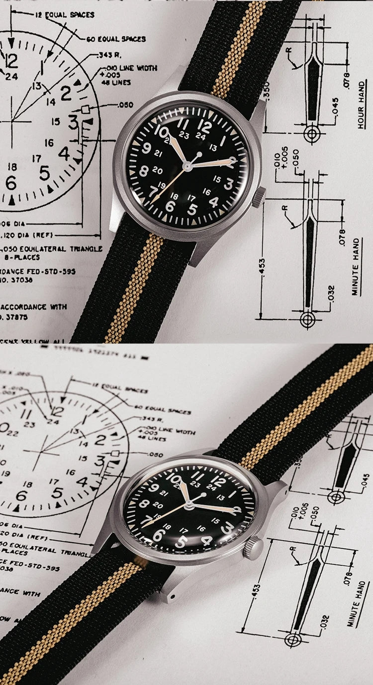 ★Black Friday★RDUNAE Retro Military 34.5mm Men Watch