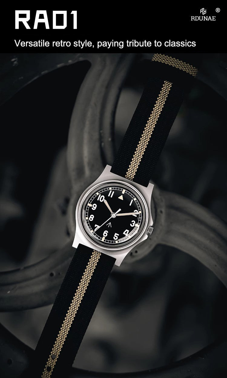 ★Black Friday★RDUNAE Retro Military 36.8mm Men Watch