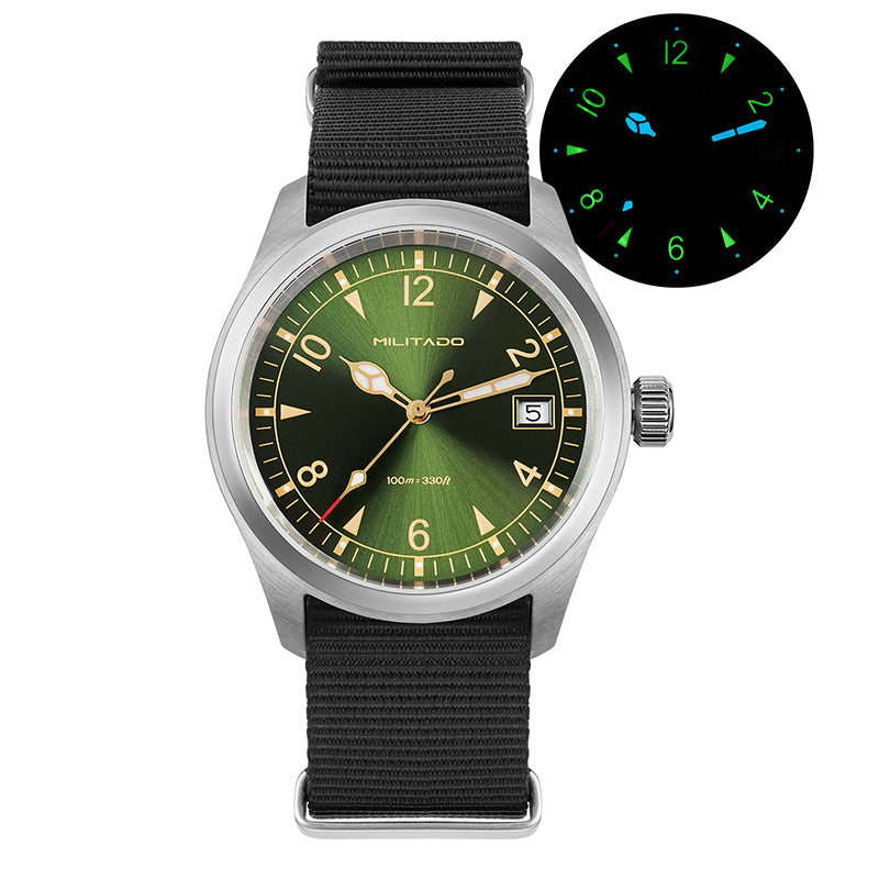 Militado 36 mm Reloj de campo de cuarzo D12 - Agujas tipo lápiz