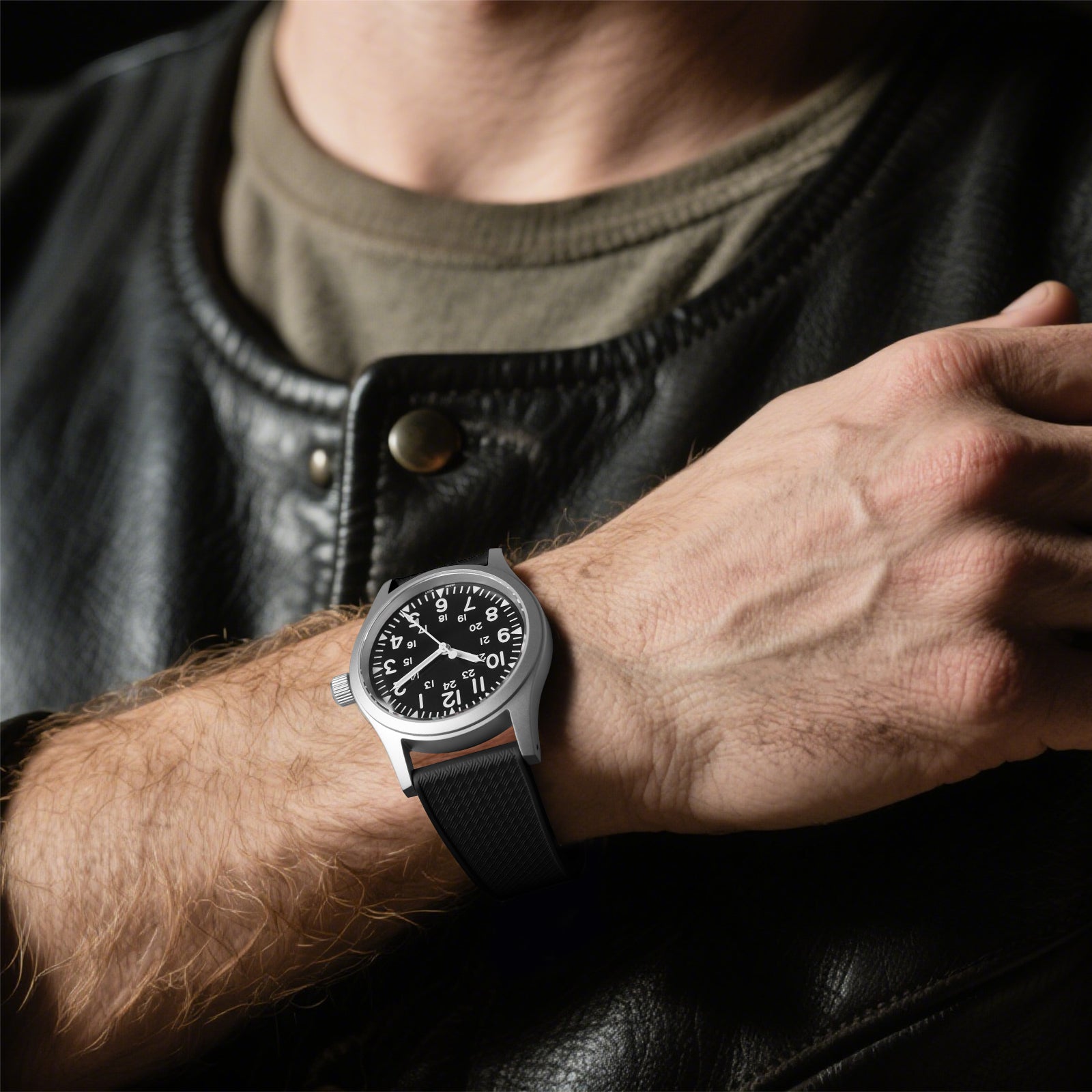 Premium-Grade FKM Rubber Watchband Cut-To-Size Rubber Strap 20mm 22mm