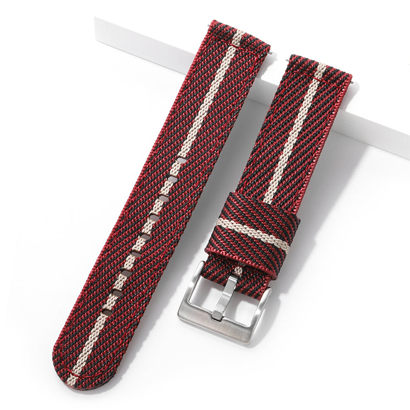 Correa de cuero y nailon para reloj, correa de lona de 20mm y 22mm