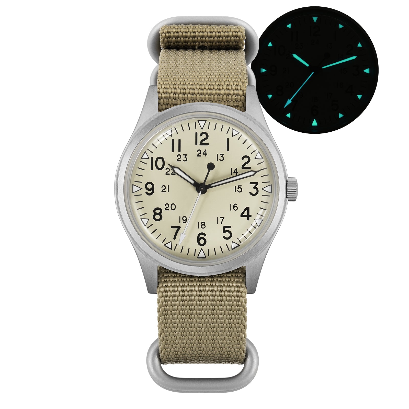 💥Spring Sale💥Militado 36mm High Domed VH31 Field Watch ML07