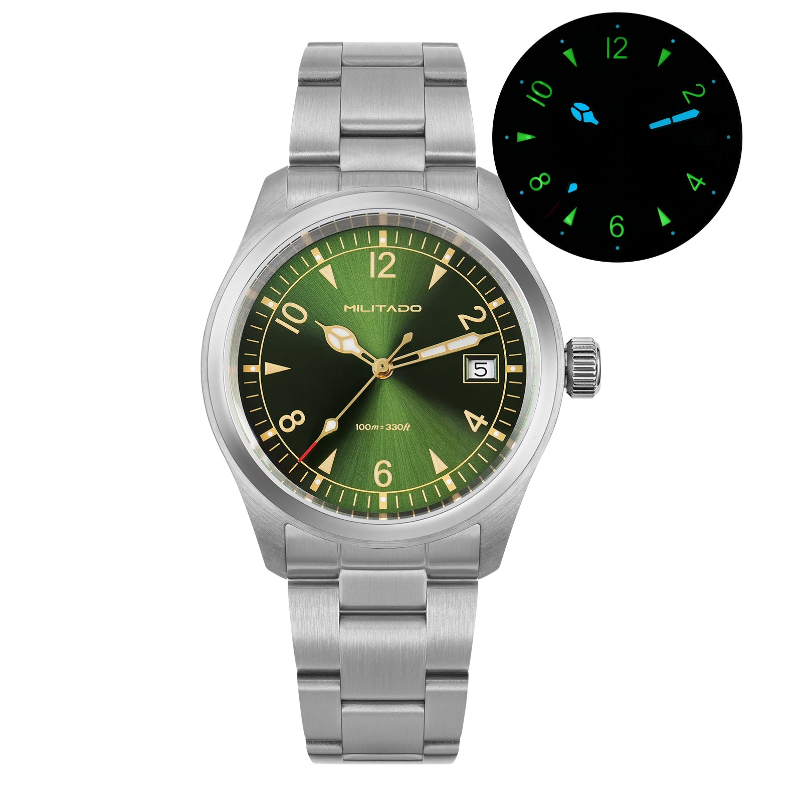 Militado VH31 38mm Sapphire Crystal Field Watch ML08 White Dial