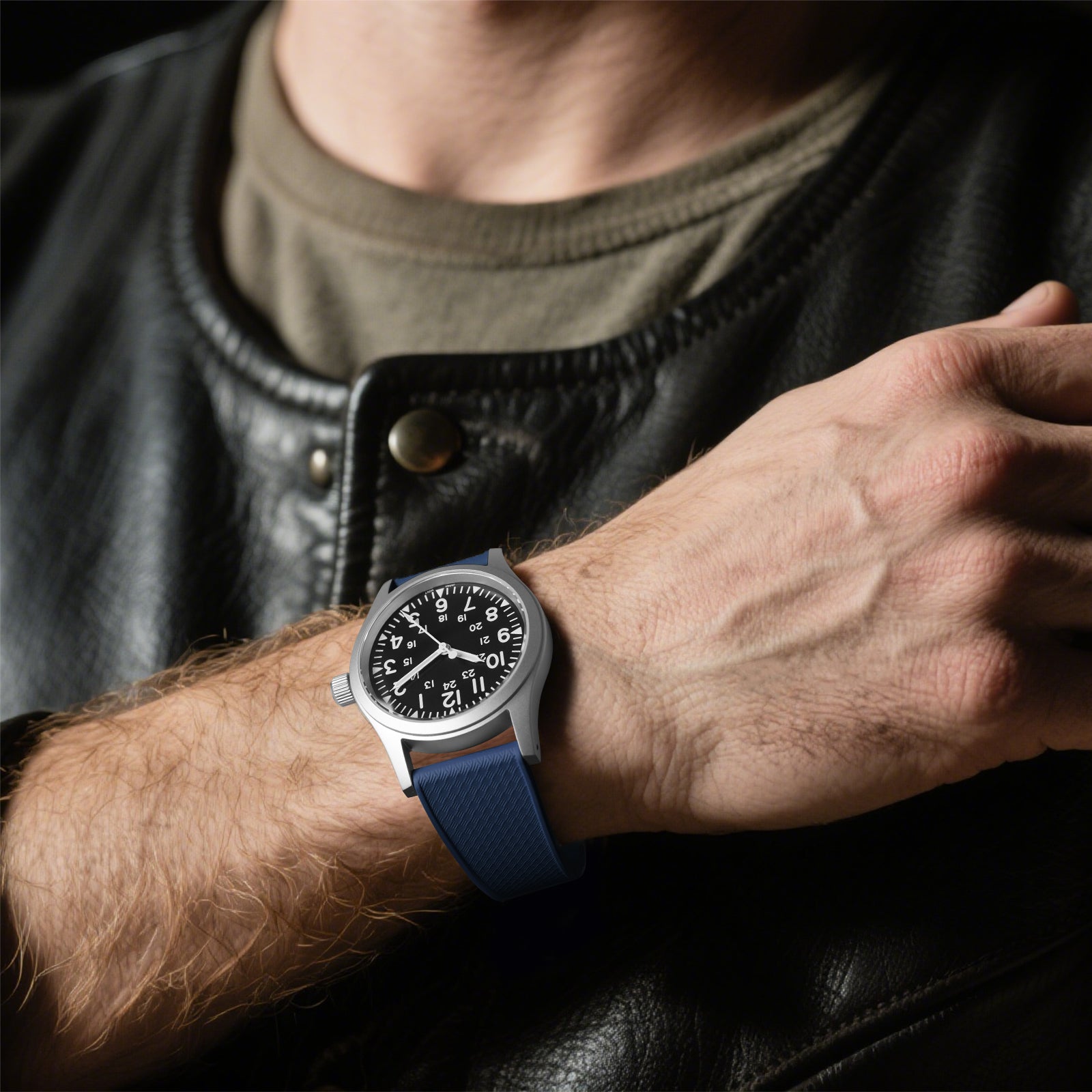 Premium-Grade FKM Rubber Watchband Cut-To-Size Rubber Strap 20mm 22mm