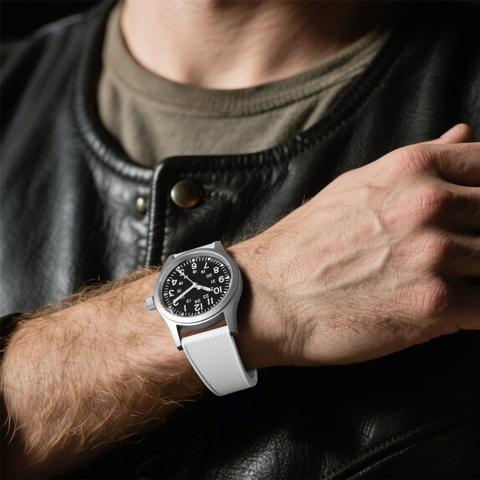 Premium-Grade FKM Rubber Watchband Cut-To-Size Rubber Strap 20mm 22mm