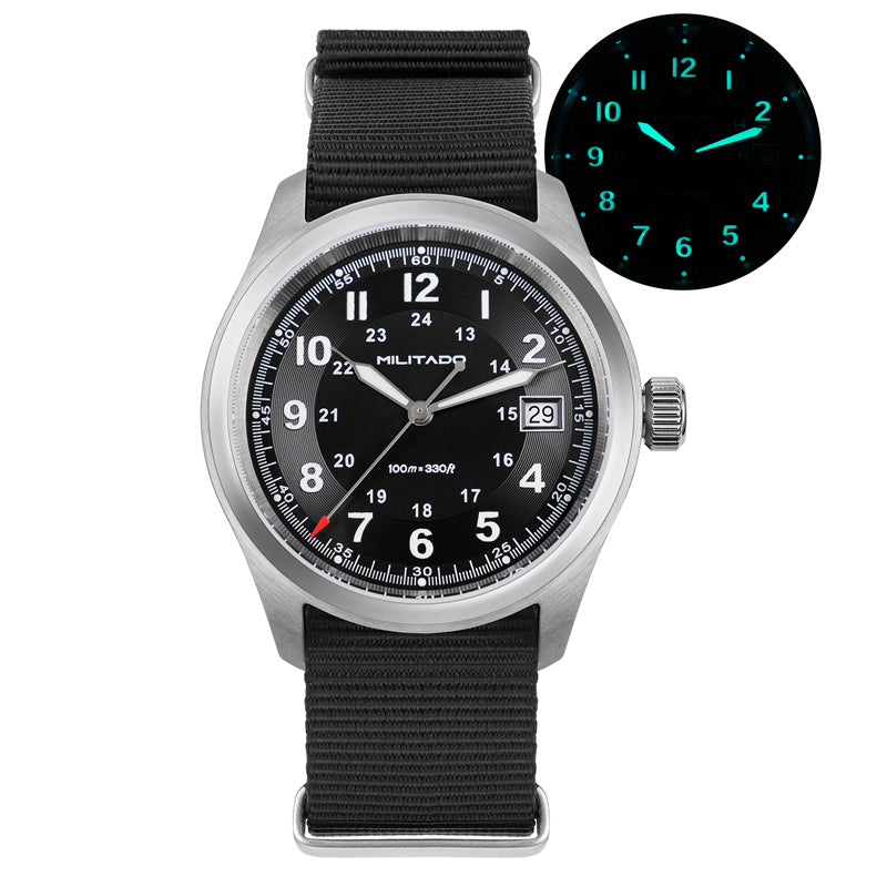 Militado 36 mm Reloj de campo de cuarzo D12 - Agujas tipo lápiz