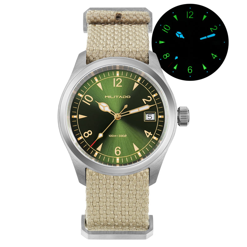 Militado VH31 38mm Sapphire Crystal Field Watch ML08 White Dial
