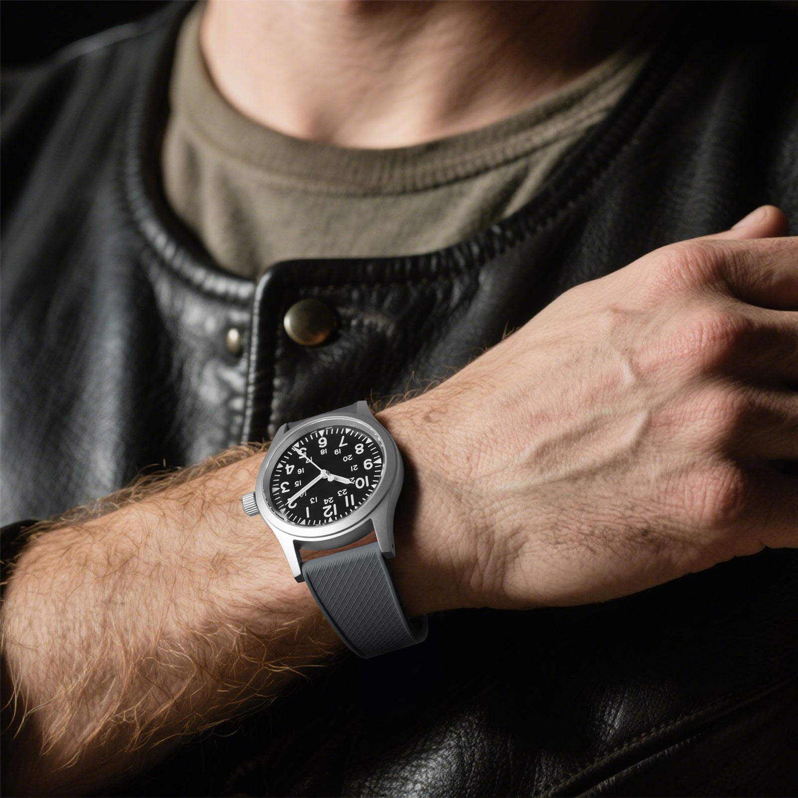 Premium-Grade FKM Rubber Watchband Cut-To-Size Rubber Strap 20mm 22mm