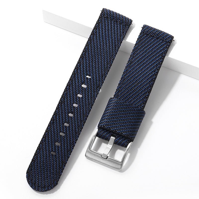 Correa de cuero y nailon para reloj, correa de lona de 20mm y 22mm