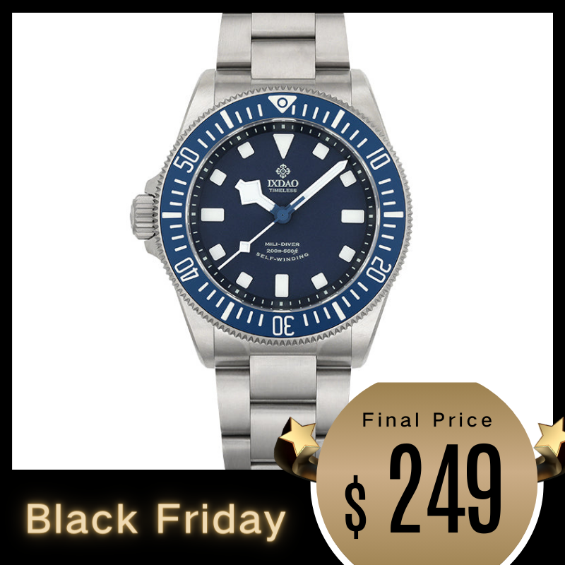 ★Black Friday★IXDAO Titanium 39mm LHD Automatic Dive Watch