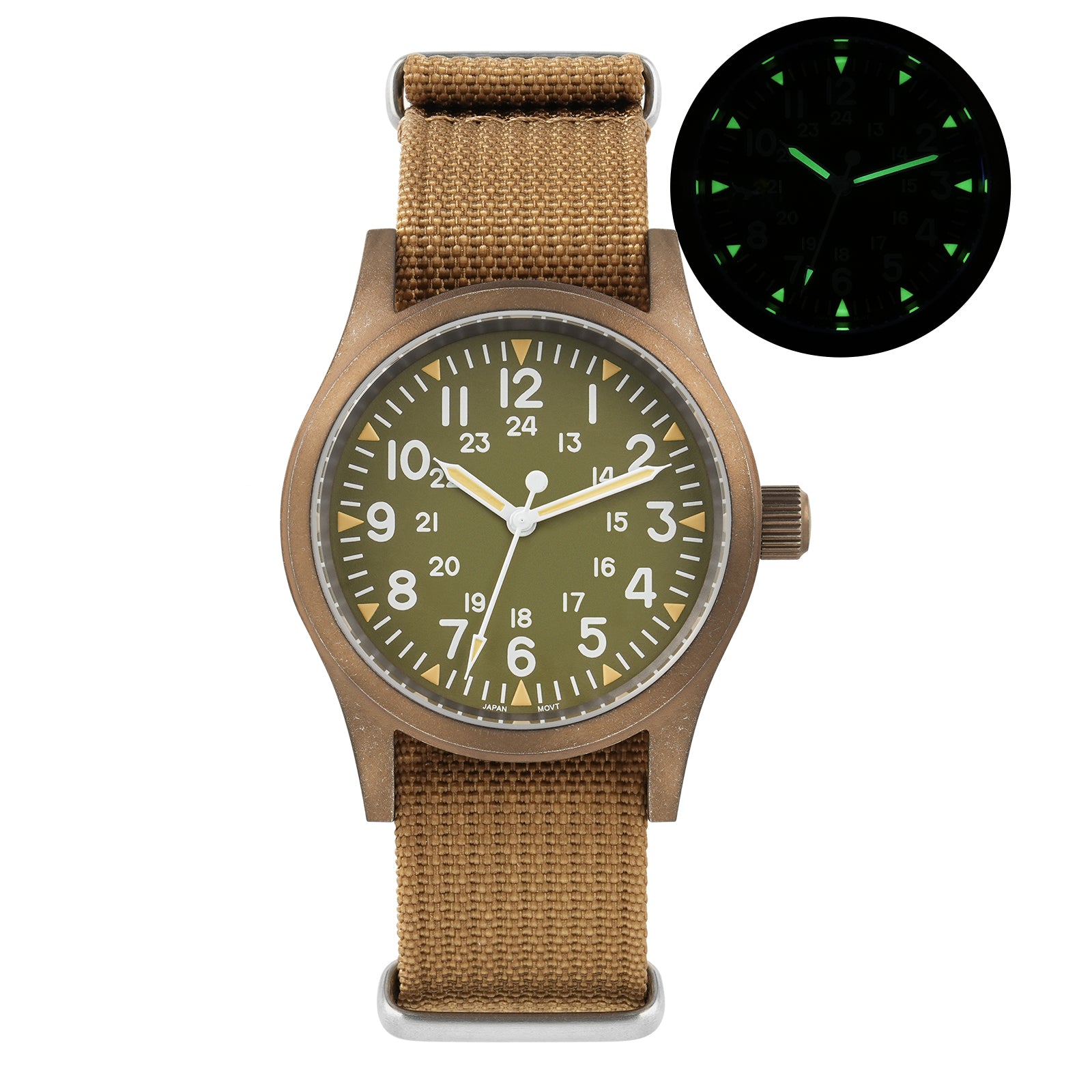 Militado 38mm Retro Field Watches PVD Bronze Watch ML05