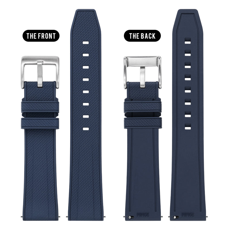 Militado FKM Rubber Watchband Herringbone Textured Watch Strap20mm 22mm