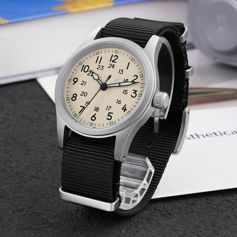 ★11.11 SALE★ Militado VH31 Vintage Military Watch ML05 Cream Dial