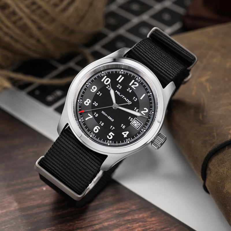 Militado 36 mm Reloj de campo de cuarzo D12 - Agujas tipo lápiz
