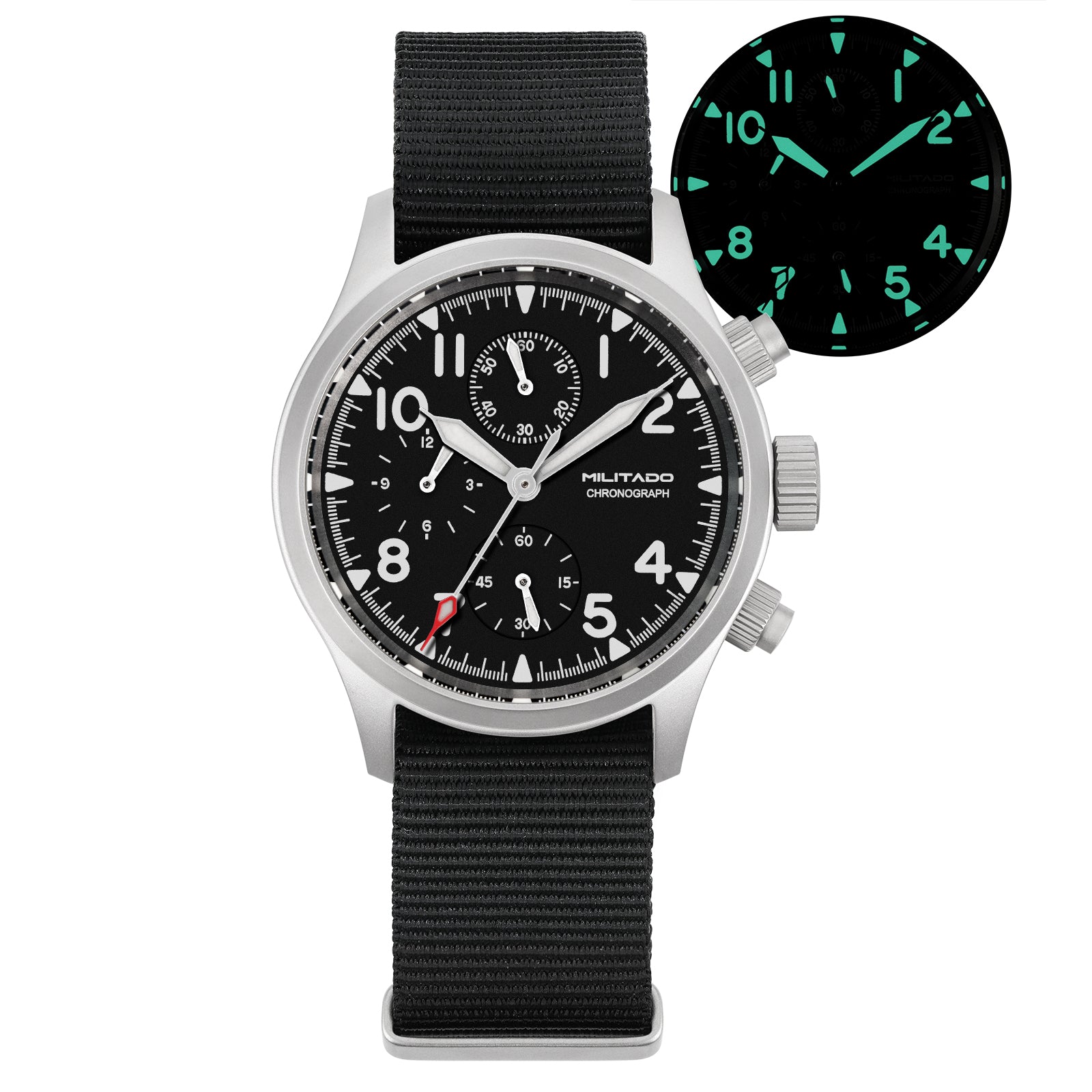 Reloj cronógrafo de cuarzo Militado Retro VK67 con 3 esferas