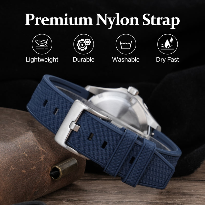 Militado FKM Rubber Watchband Herringbone Textured Watch Strap20mm 22mm