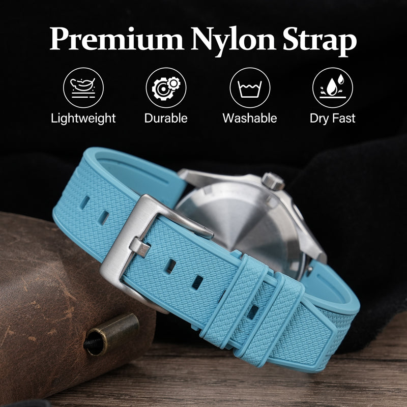 Militado FKM Rubber Watchband Herringbone Textured Watch Strap20mm 22mm