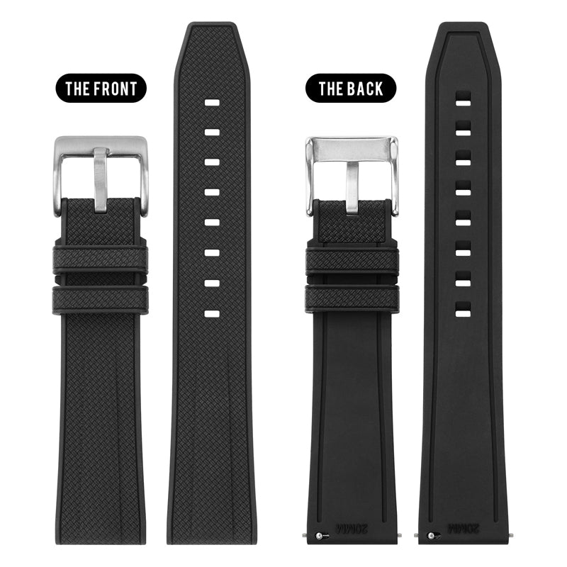 Militado FKM Rubber Watchband Herringbone Textured Watch Strap20mm 22mm
