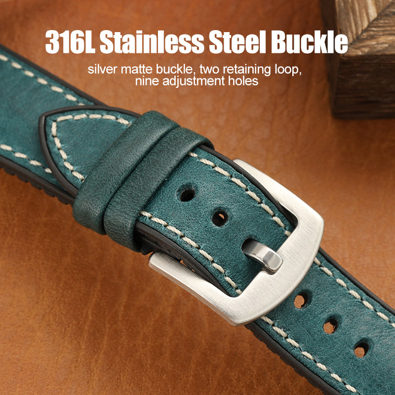 Premium Quality Leather-Fluorine Watch Bands Vintage Strap 20mm 22mm