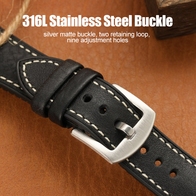 Premium Quality Leather-Fluorine Watch Bands Vintage Strap 20mm 22mm