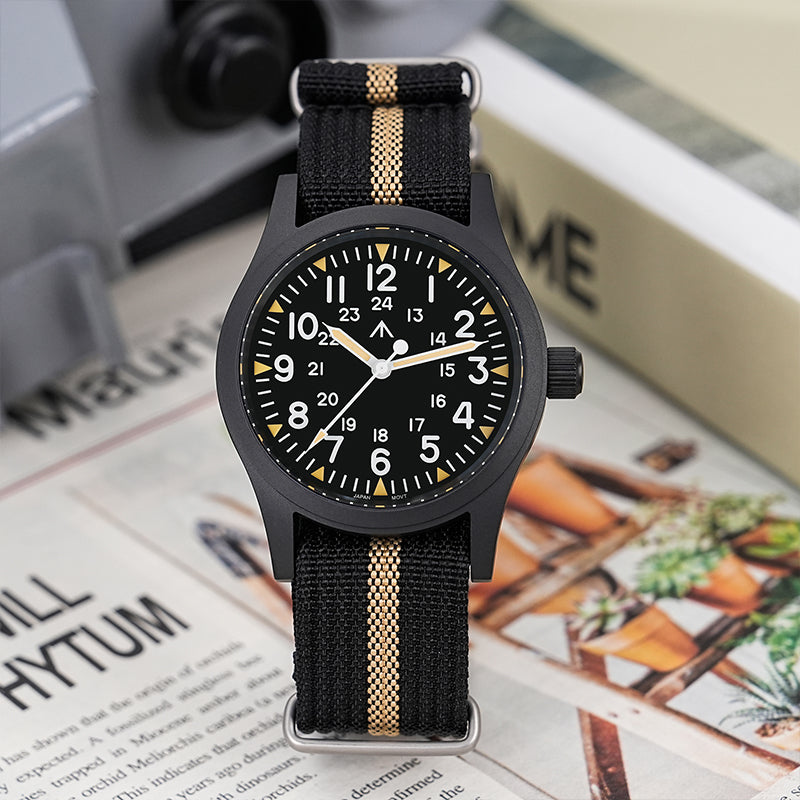 💥Spring Sale💥Militado VH31 Vintage Military Watch ML05 Black PVD