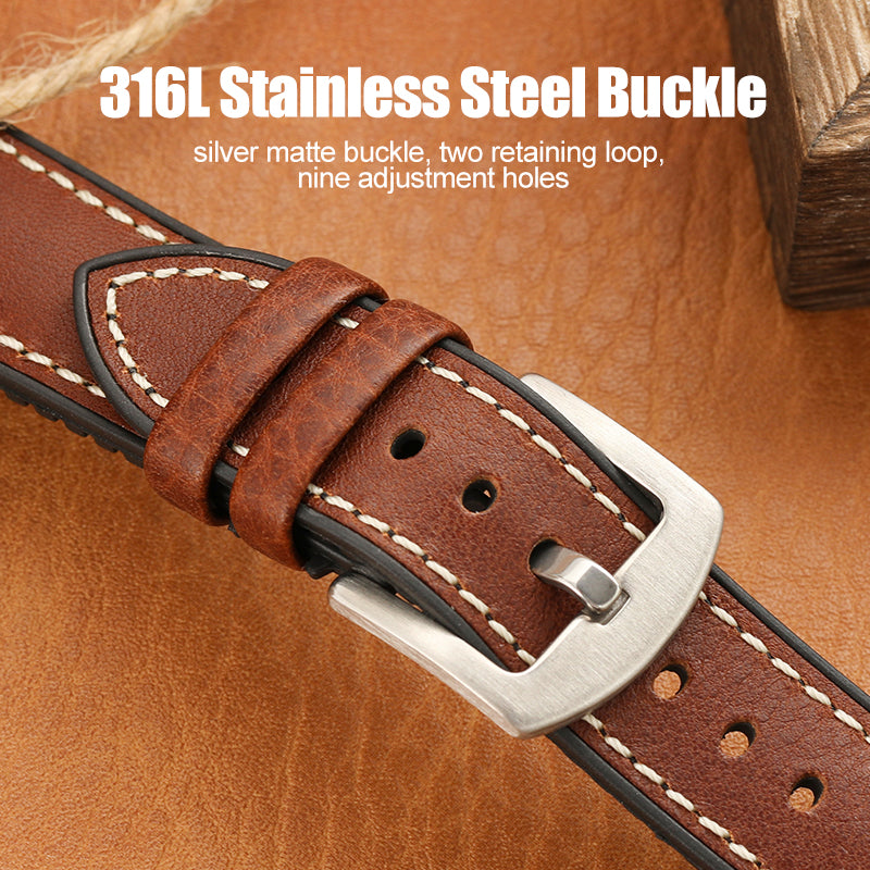 Premium Quality Leather-Fluorine Watch Bands Vintage Strap 20mm 22mm