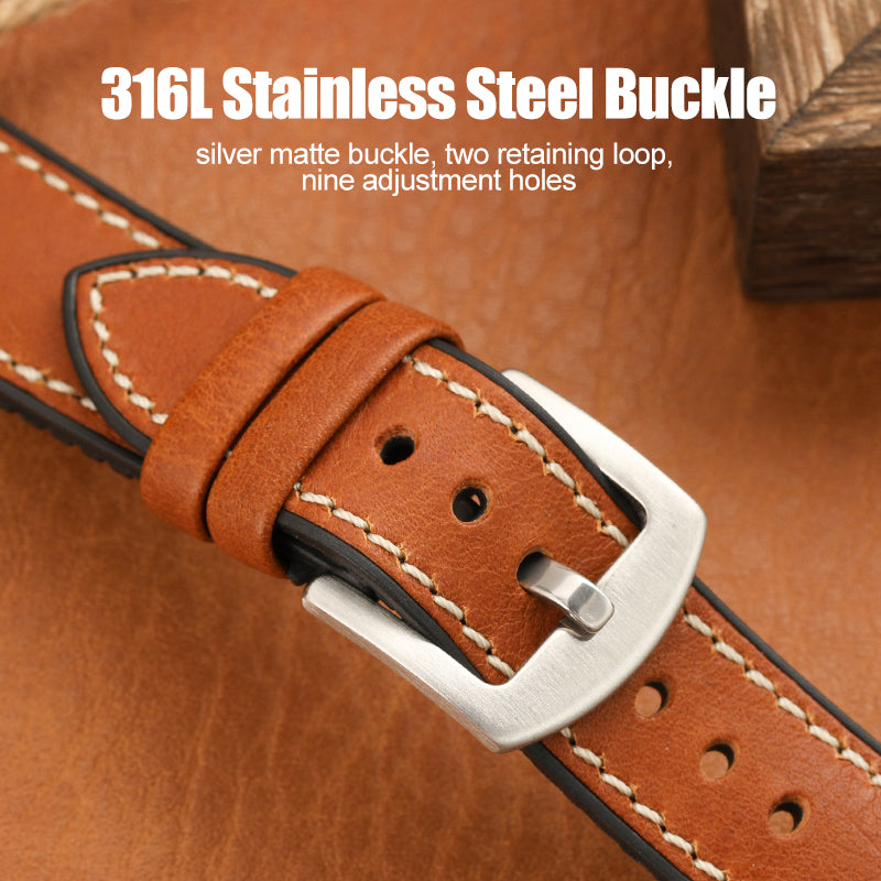 Premium Quality Leather-Fluorine Watch Bands Vintage Strap 20mm 22mm