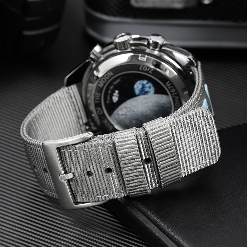 Correa de reloj de nailon y lona con detalles de cuero de 20 mm/22 mm