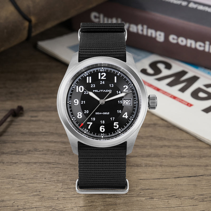 Militado 36 mm Reloj de campo de cuarzo D12 - Agujas tipo lápiz