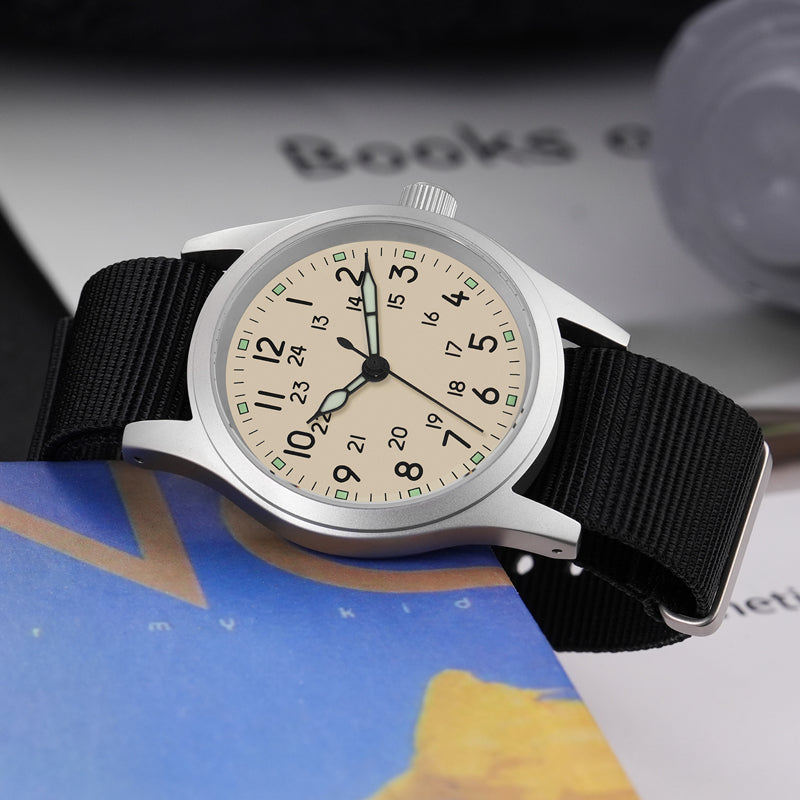 ★11.11 SALE★ Militado VH31 Vintage Military Watch ML05 Cream Dial