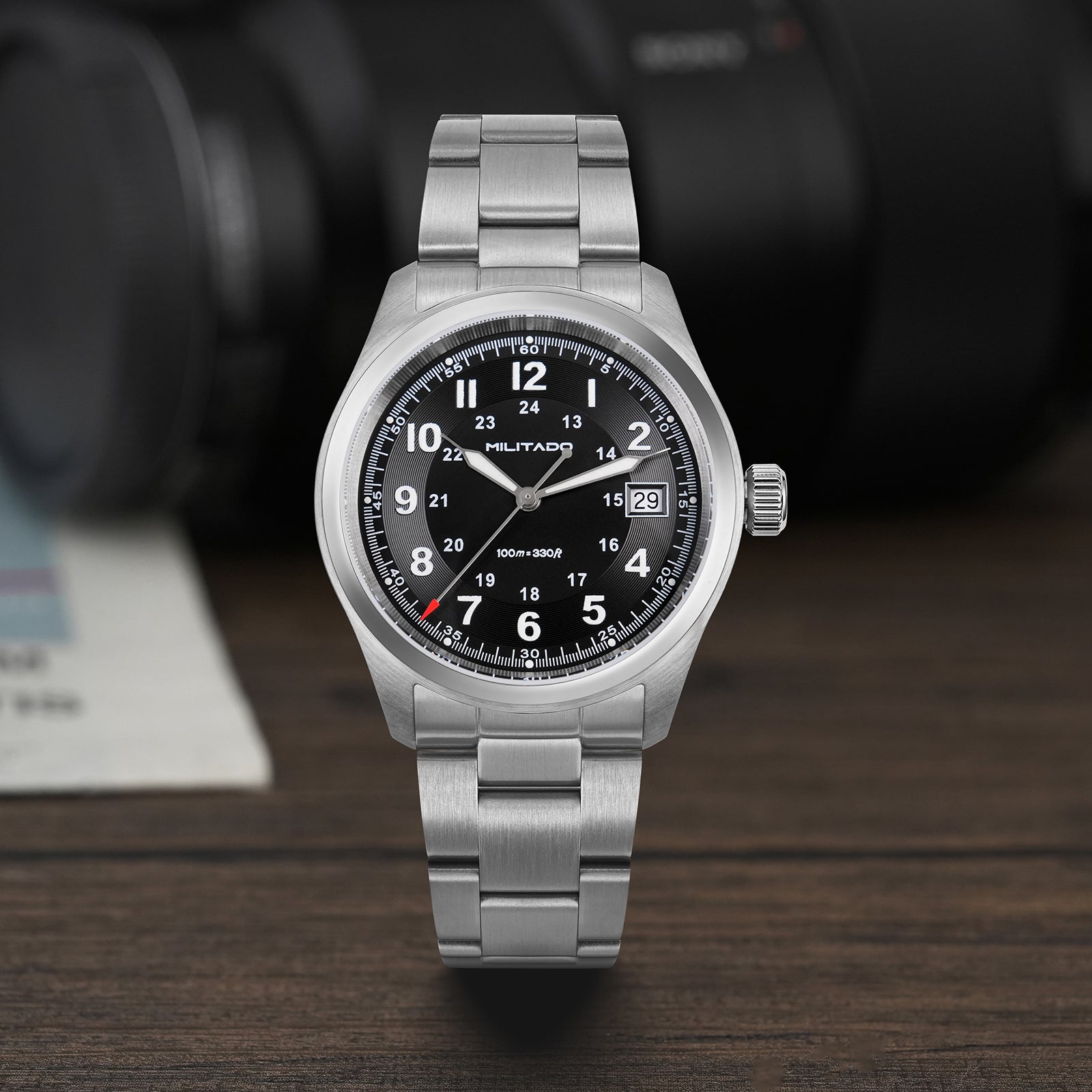 Militado 36 mm Reloj de campo de cuarzo D12 - Agujas tipo lápiz