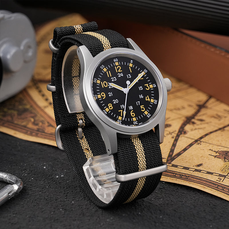 š„Spring Saleš„Militado VH31 Vintage Field Watch ML05 24hours Black Dial