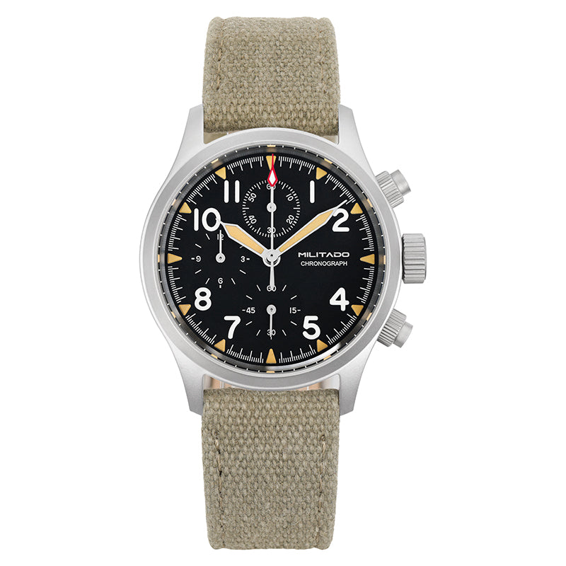 Reloj cronógrafo de cuarzo Militado Retro VK67 - 3 esferas