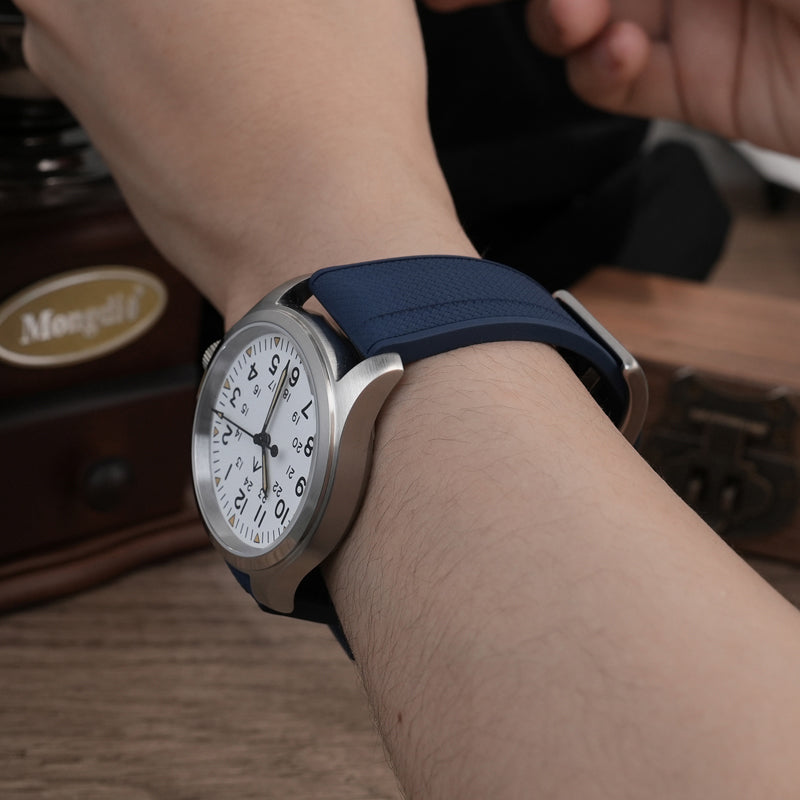 Militado FKM Rubber Watchband Herringbone Textured Watch Strap20mm 22mm