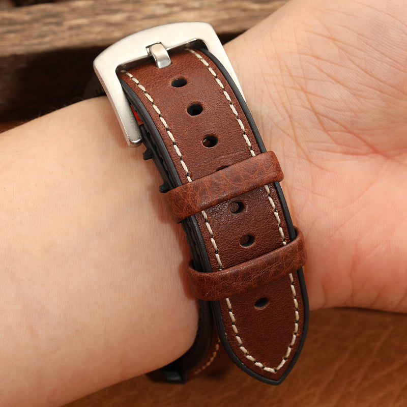 Premium Quality Leather-Fluorine Watch Bands Vintage Strap 20mm 22mm