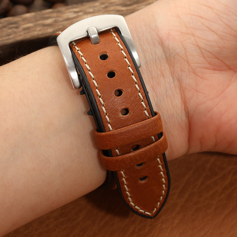 Premium Quality Leather-Fluorine Watch Bands Vintage Strap 20mm 22mm