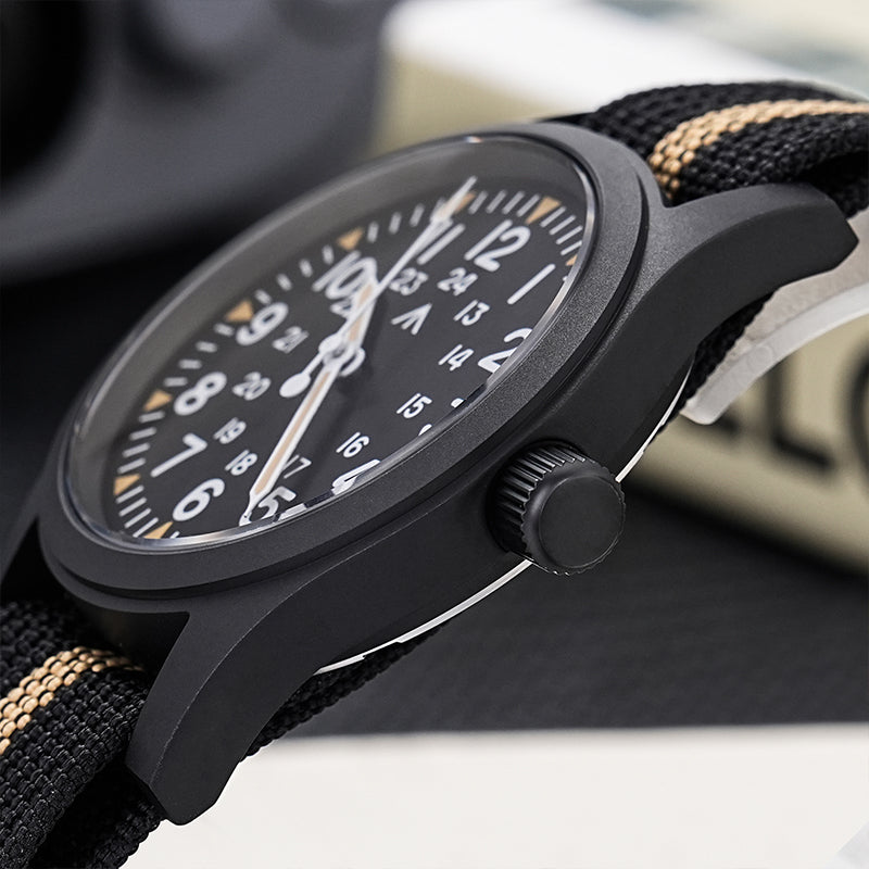 ★11.11 SALE★Militado VH31 Vintage Military Watch ML05 Black PVD