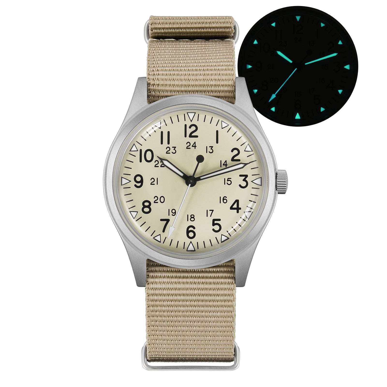 💥Spring Sale💥Militado 36mm High Domed VH31 Field Watch ML07