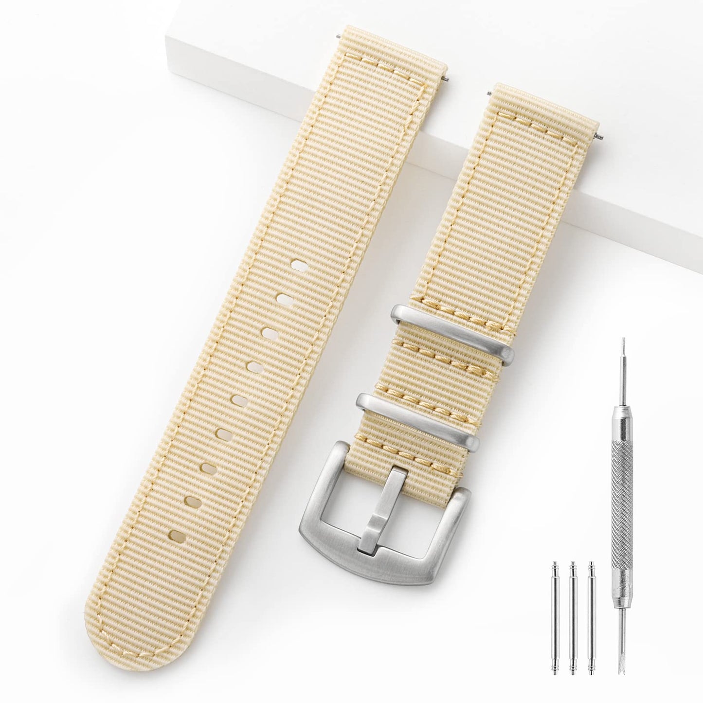 Leather Nylon Canvas Strap Watchband 20mm 22mm