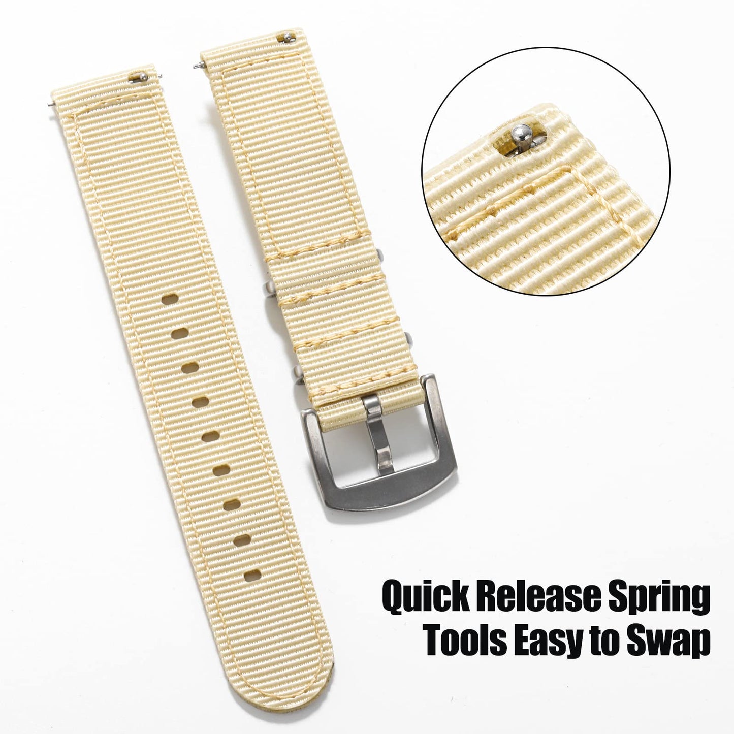 Leather Nylon Canvas Strap Watchband 20mm 22mm